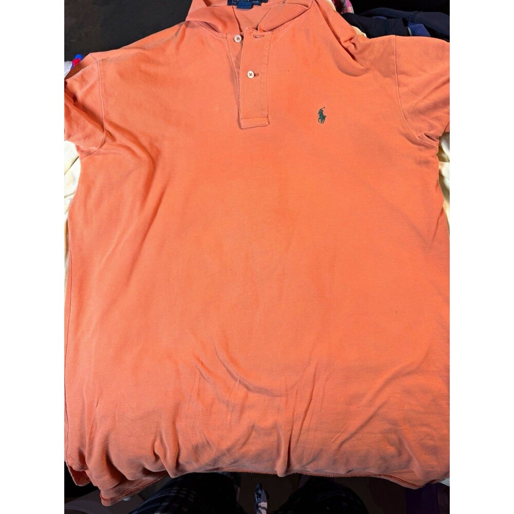 Polo by Ralph Lauren Men's L Orange Solid Cotton Knit Polo SS Logo Embroidered